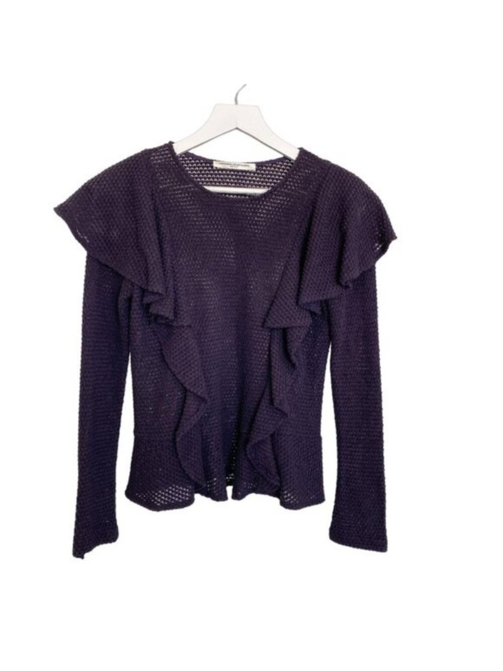 Amanda Uprichard Ruffle Detail Sheer Long-Sleeve Top